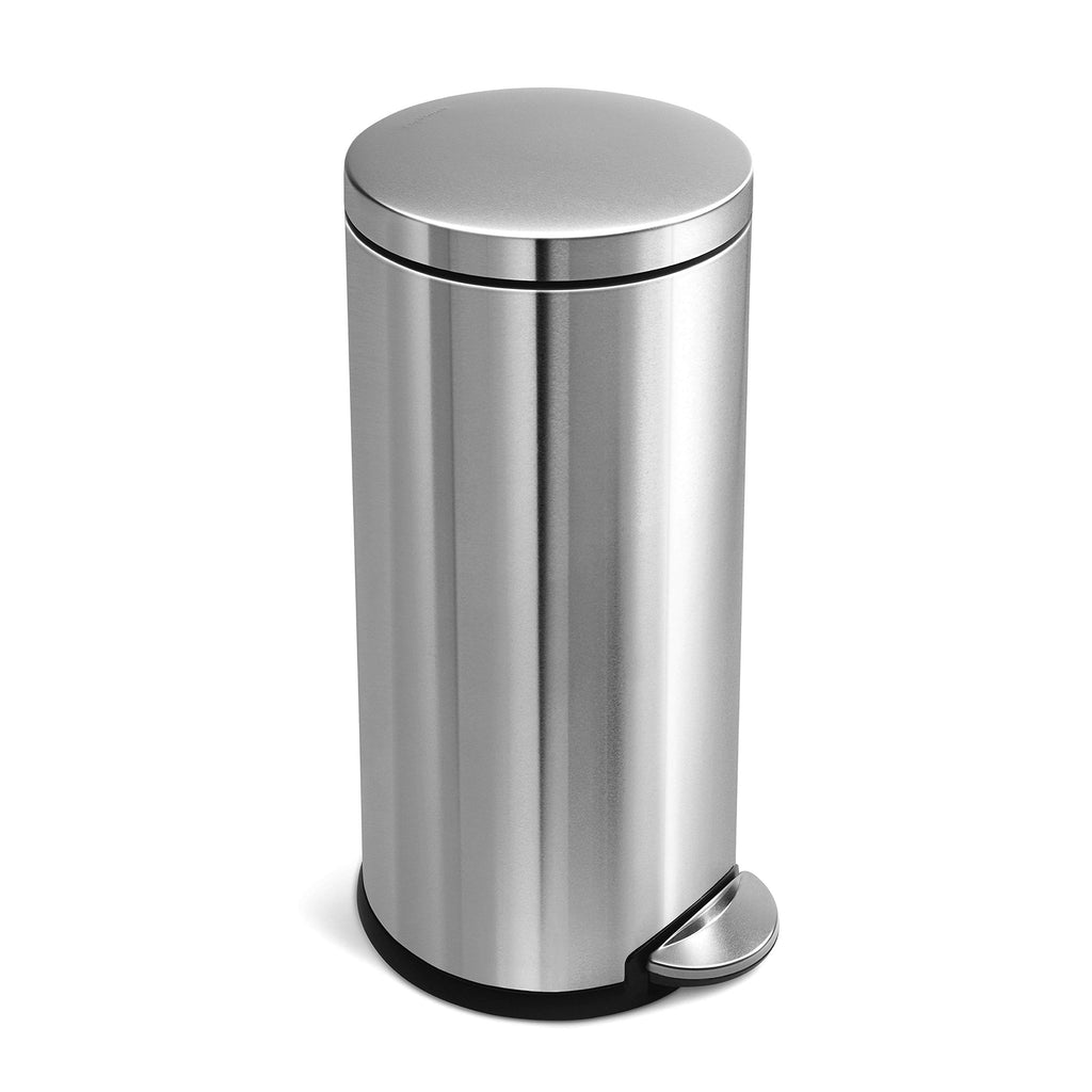 30L Brushed Stainless Steel Round Step Trash Can L966136