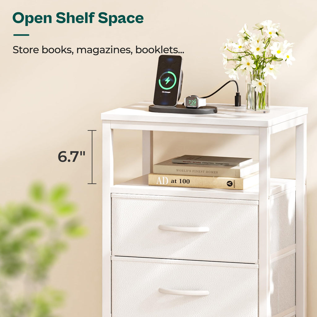 White 5 Drawer Dresser with Charging Station P93133