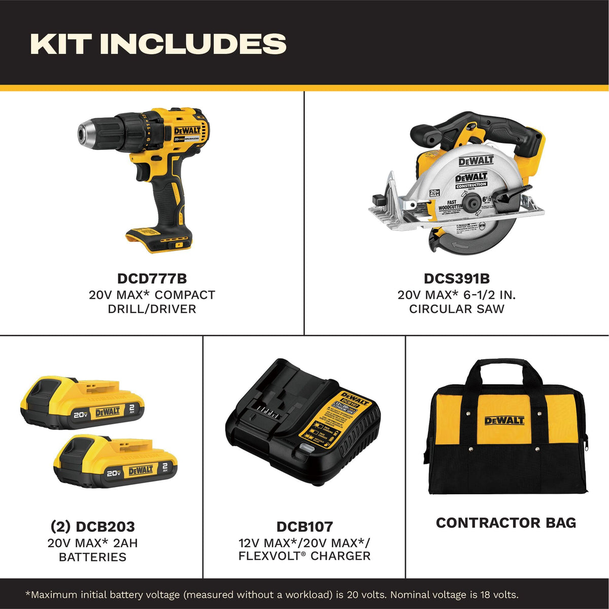 20V MAX Cordless Drill Driver and Circular Saw Combo Kit with 2 Ah Batteries and Charger Z5694