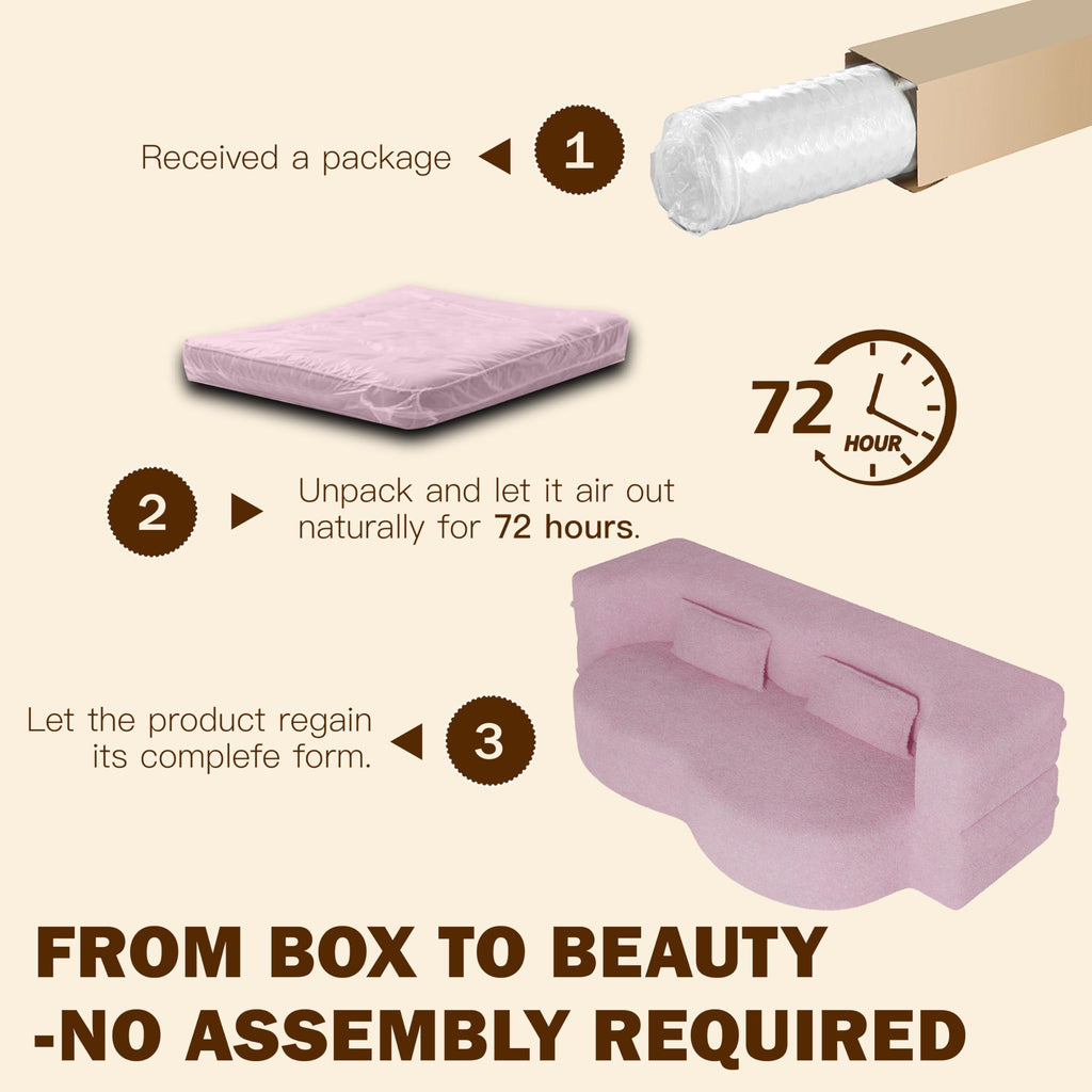 78" Full Size Pink Folding Sofa Bed W384877