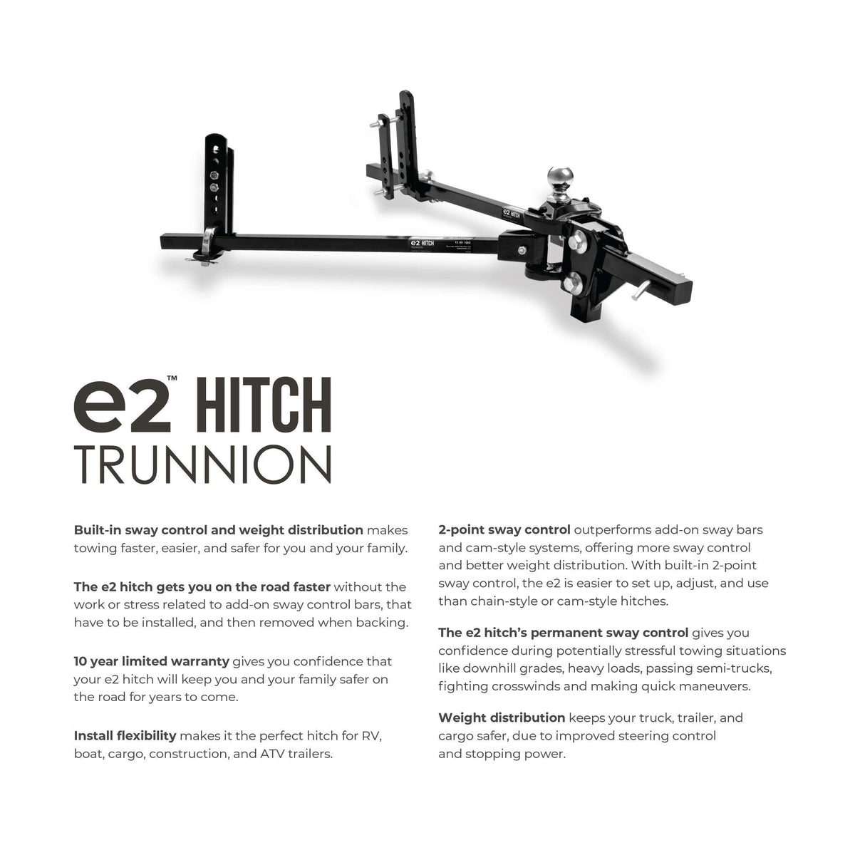 2-Point Sway Control Trunnion Hitch, 8,000 Lbs Trailer Weight Rating P8812