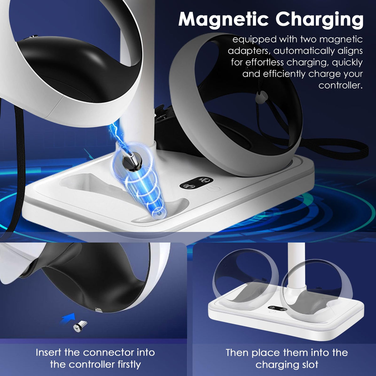 Charging Stand for PlayStation VR2 with Controller Charging Dock and Type-C Cable J4878