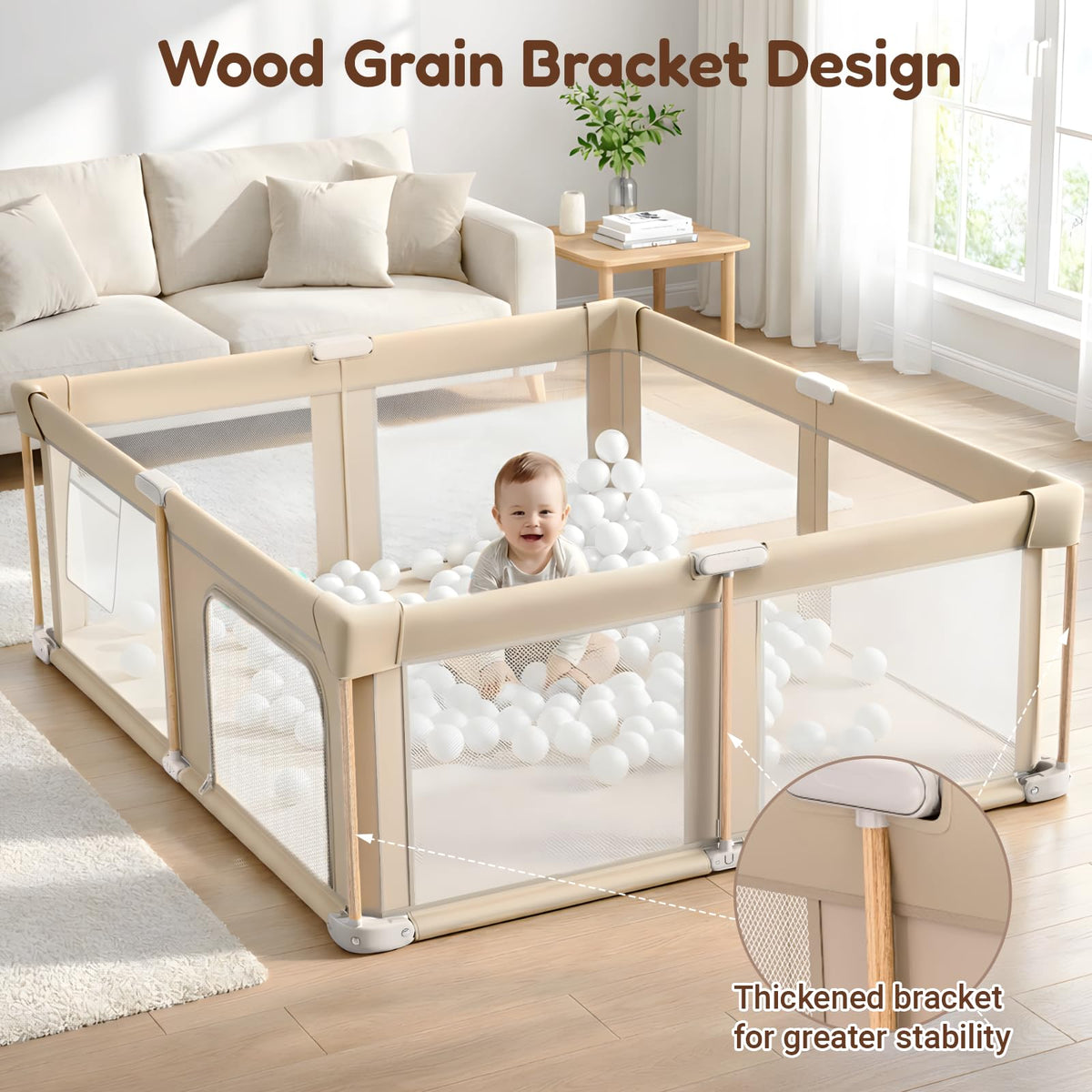 Foldable Baby Playpen with Mat, Mesh and Storage Bag O4803