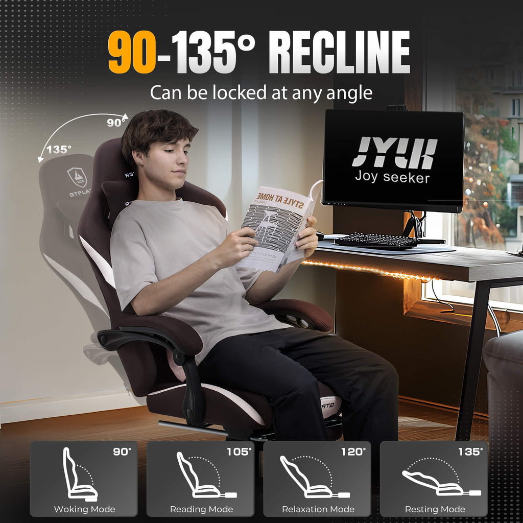Brown Ergonomic Gaming Chair with Foot Rest E303667