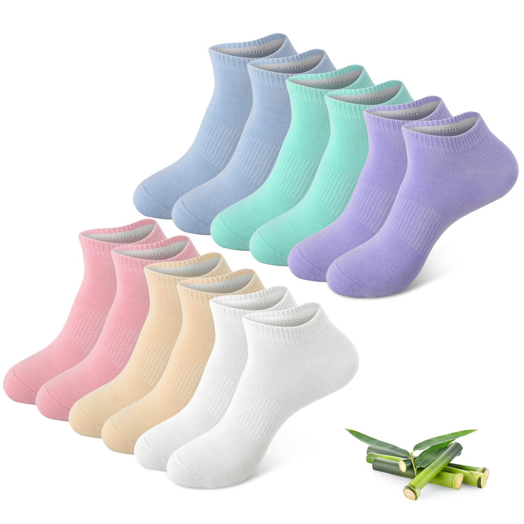 6 Pairs Breathable Bamboo Viscose Ankle Socks J651211