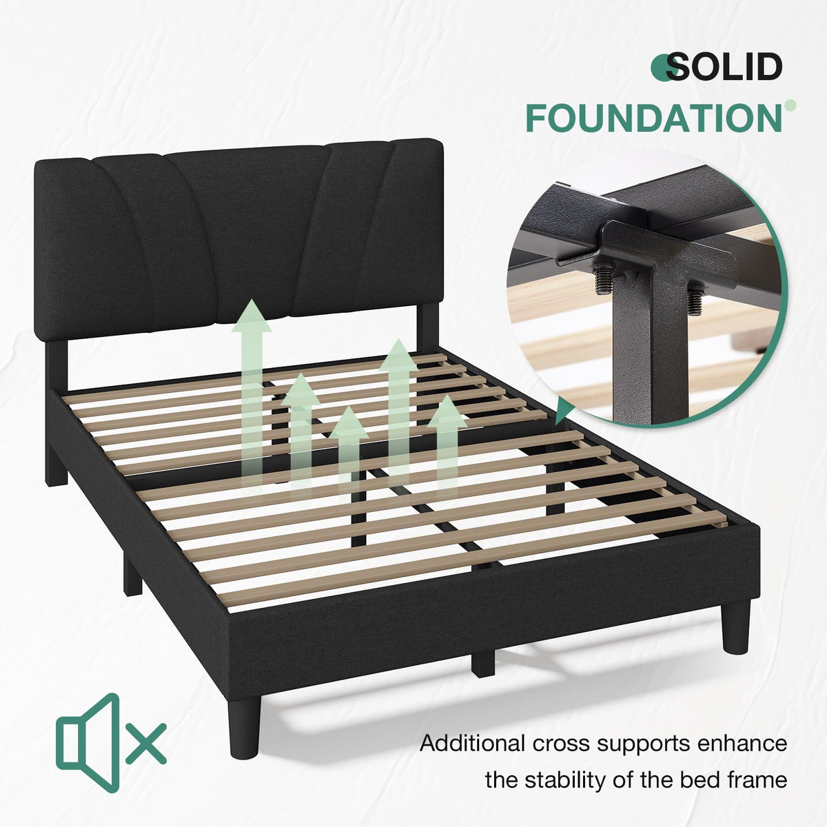 Queen Size Linen Upholstered Bed Frame with Headboard Z283264