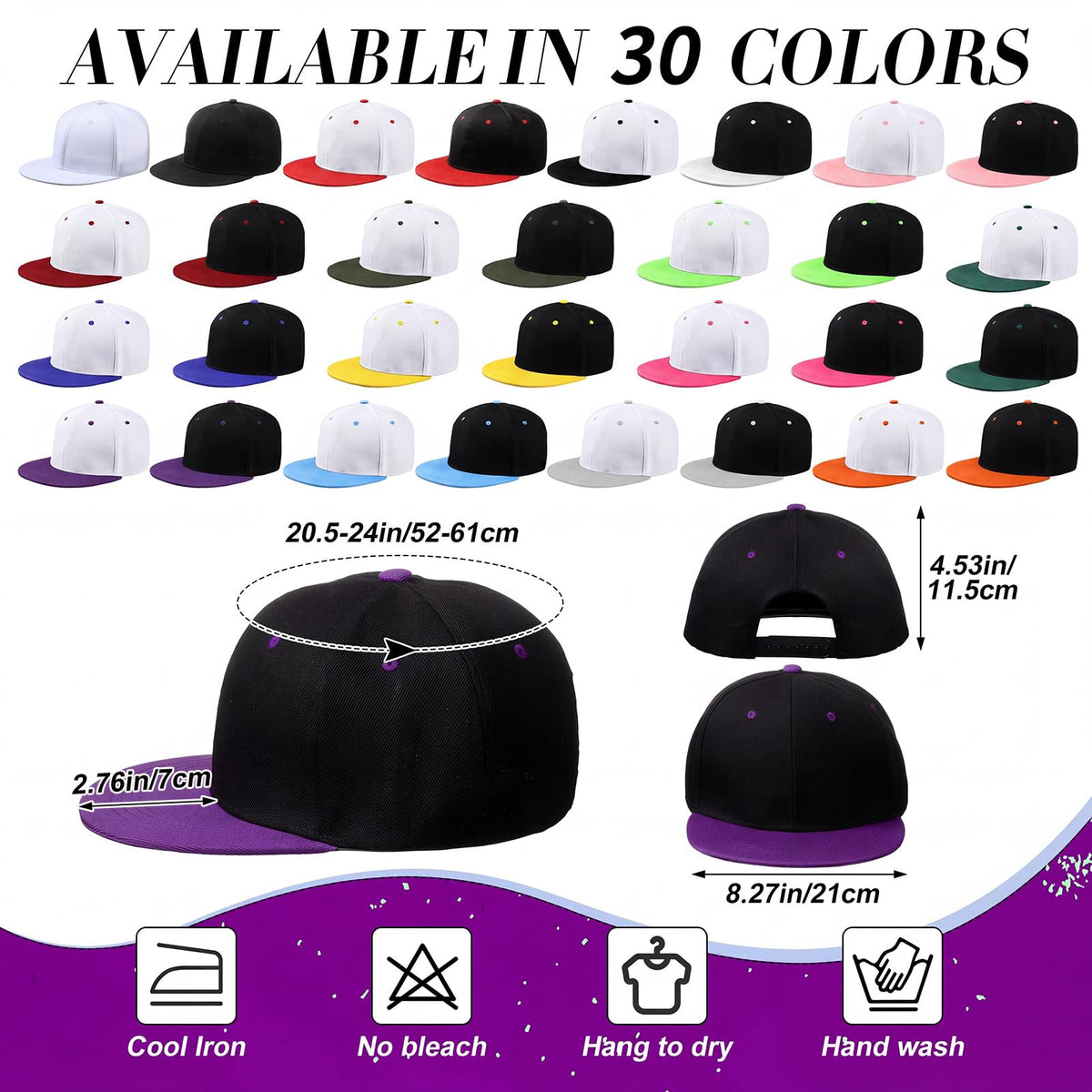 30 Pcs Flat Cap Baseball Caps B535