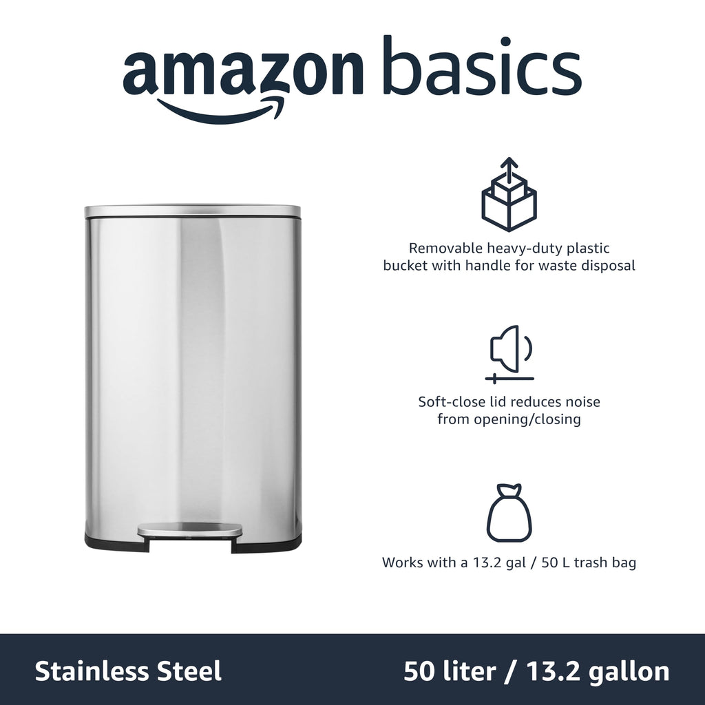 13.2 Gallon Soft-Close Stainless Steel Trash Can B625877