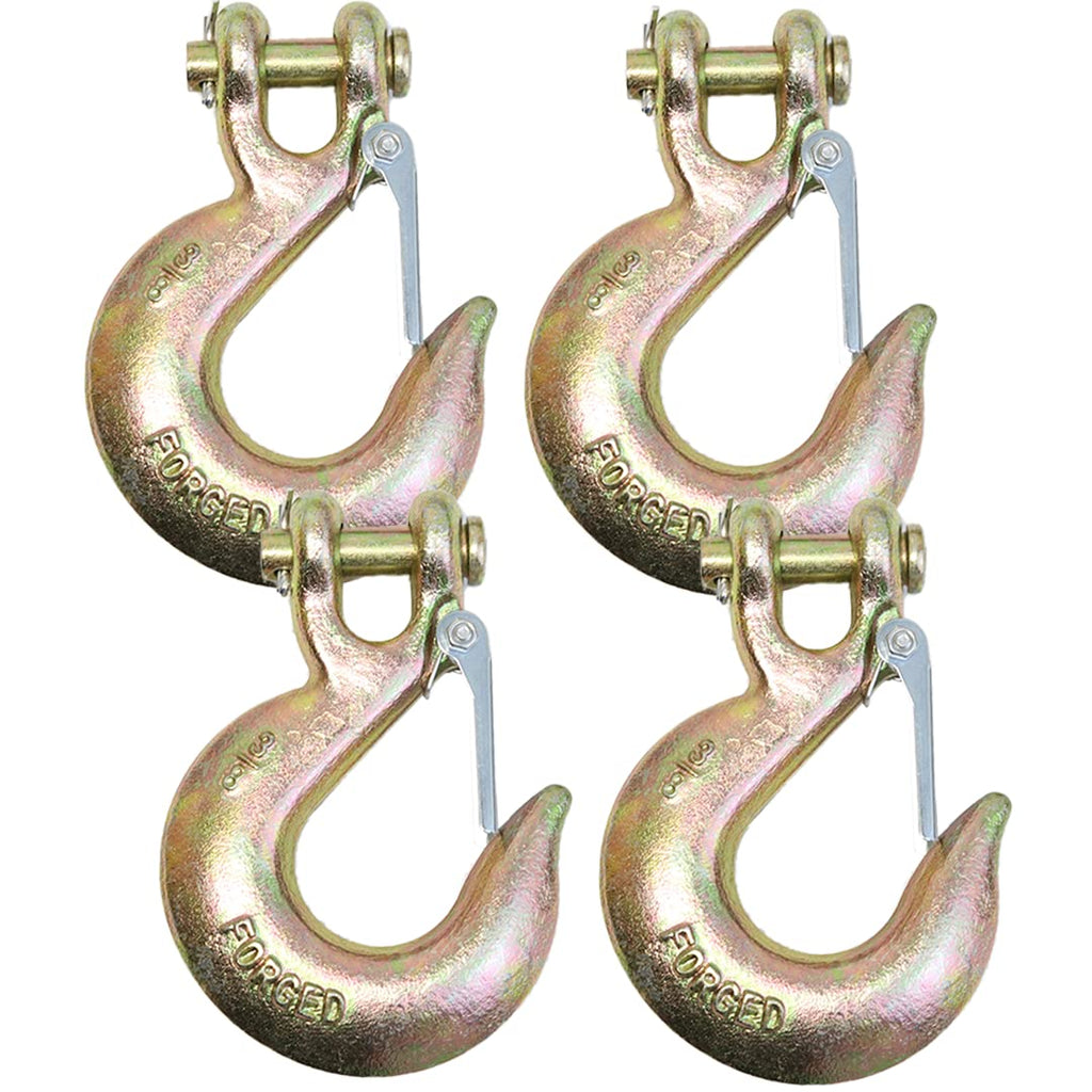 4 Pack 3/8" Grade 70 Forged Clevis Slip Hook with Safety Latch G621500