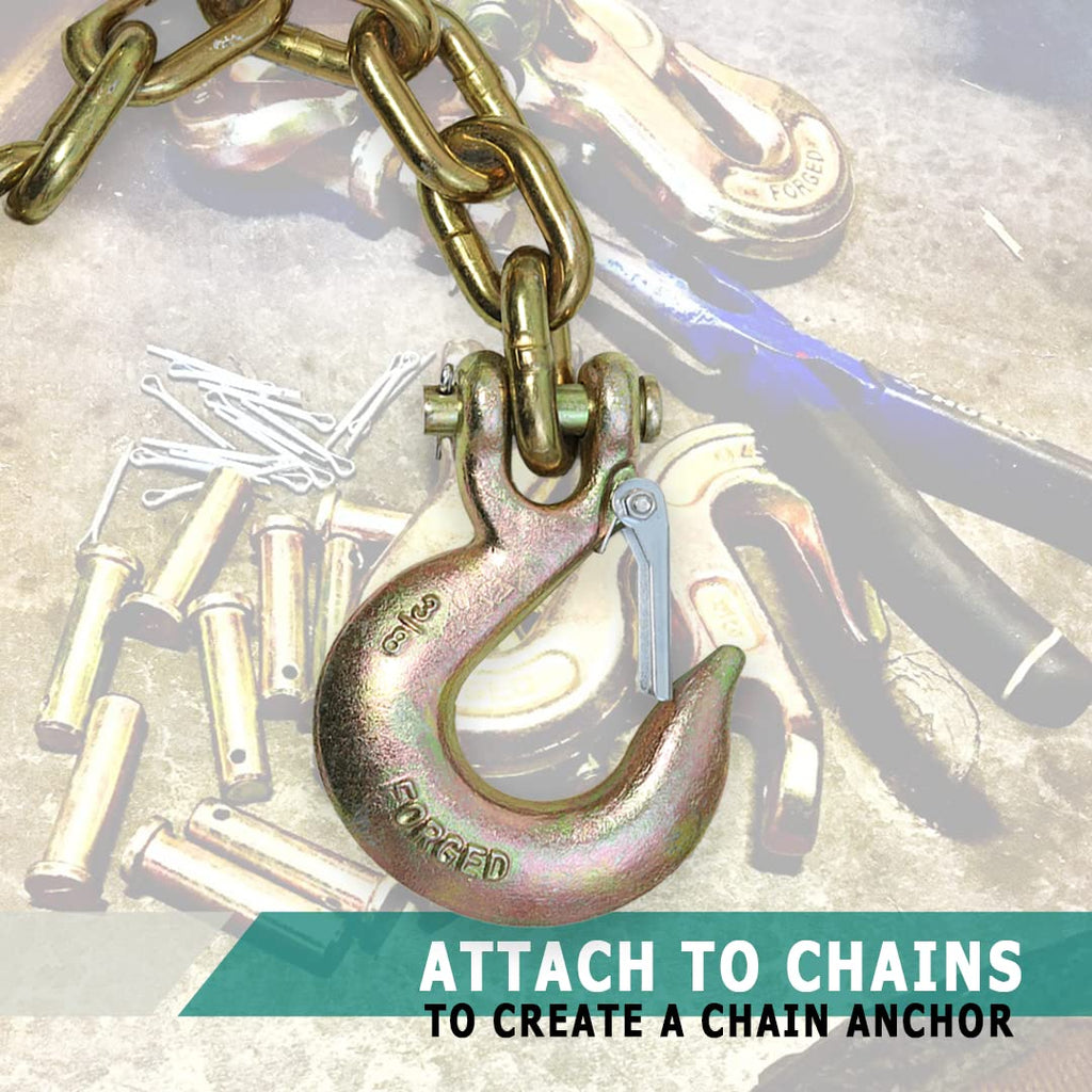 4 Pack 3/8" Grade 70 Forged Clevis Slip Hook with Safety Latch G621500