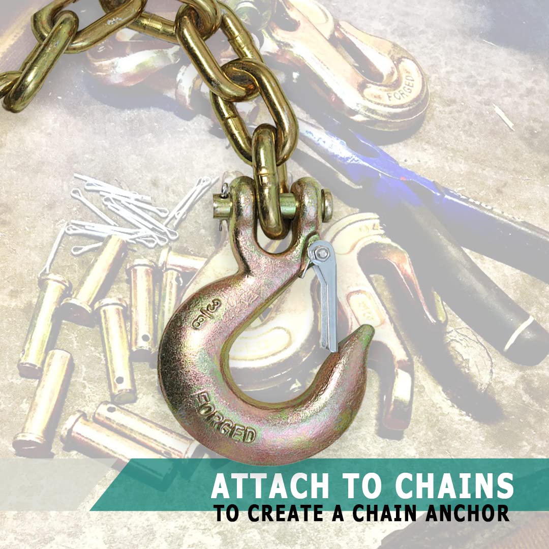4 Pack 3/8" Grade 70 Forged Clevis Slip Hook with Safety Latch G621500