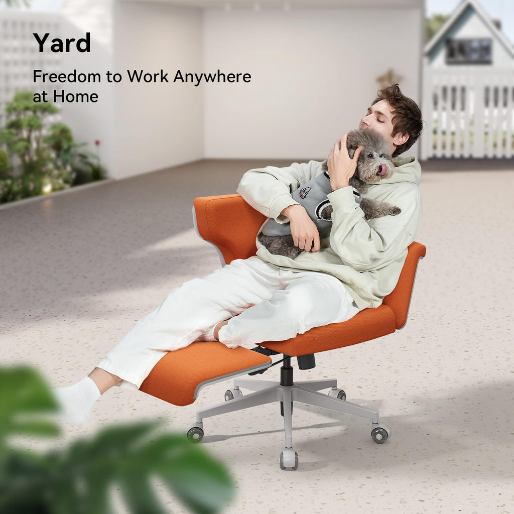 Orange Adjustable Ergonomic Office Chair with Desk Tray E925