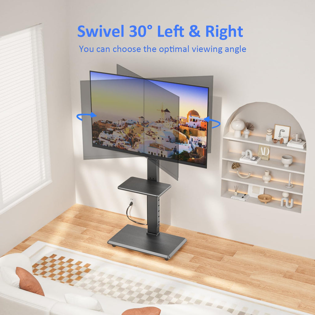 Height Adjustable Rolling TV Stand with Shelf Y404