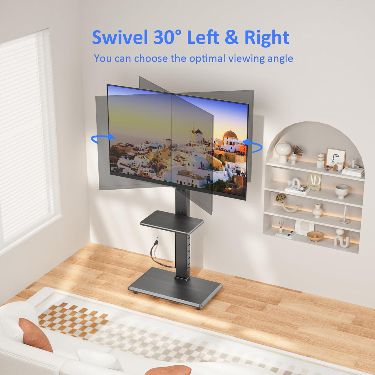 Height Adjustable Rolling TV Stand with Shelf Y404