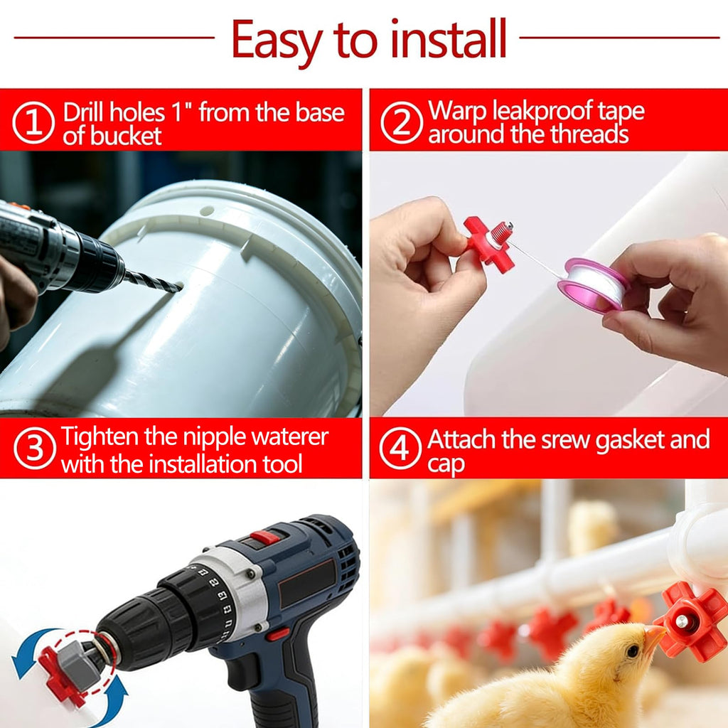 12 Pcs Leakproof Poultry Watering System J27543