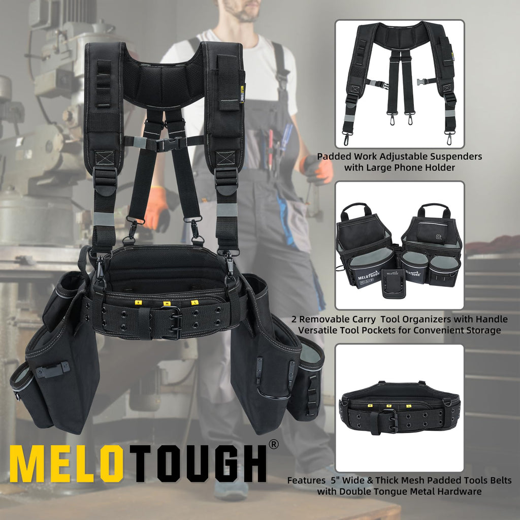 Tool Belt with Suspenders 32 Pockets 34"-48" Waist A475841