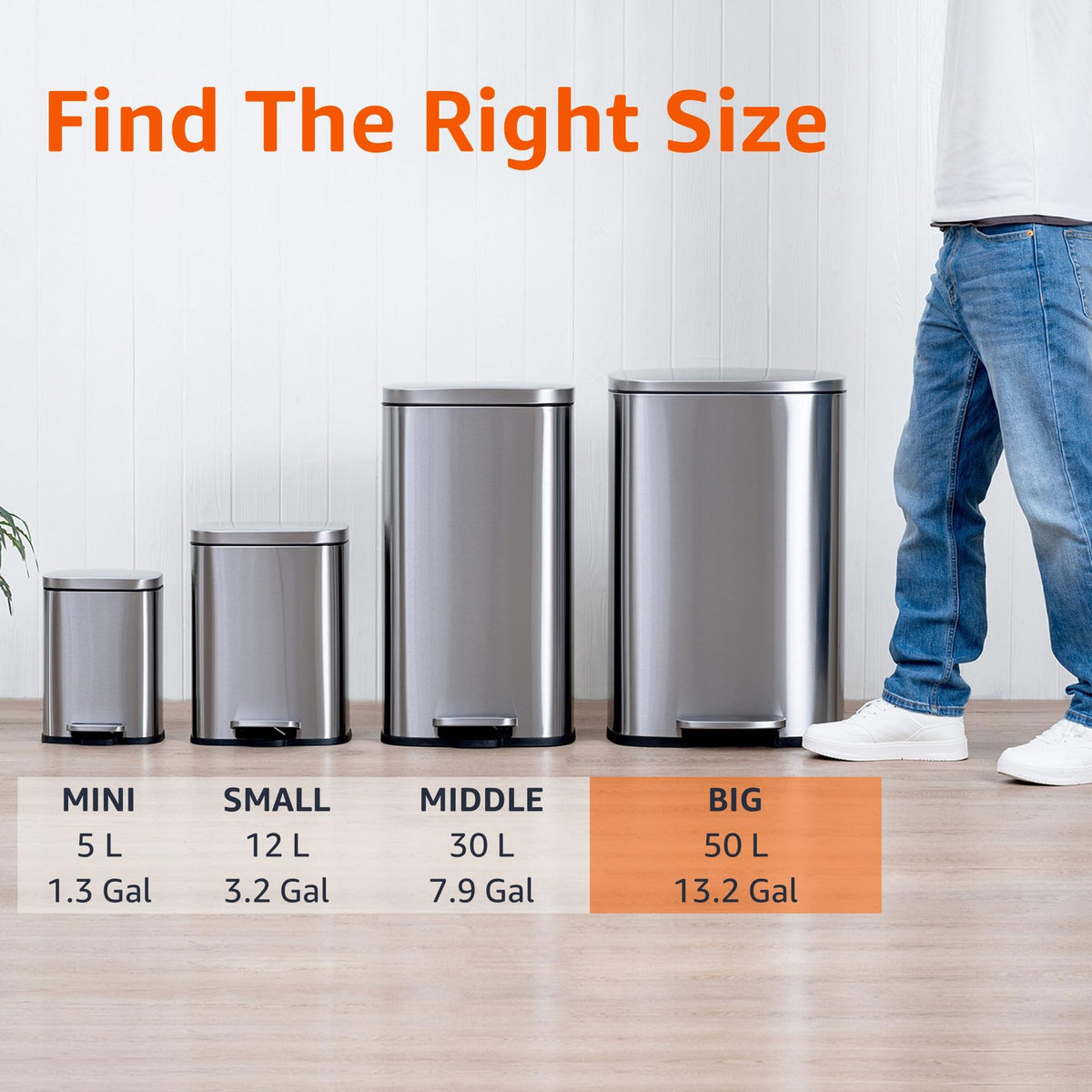 13.2 Gallon Soft-Close Stainless Steel Trash Can B625877