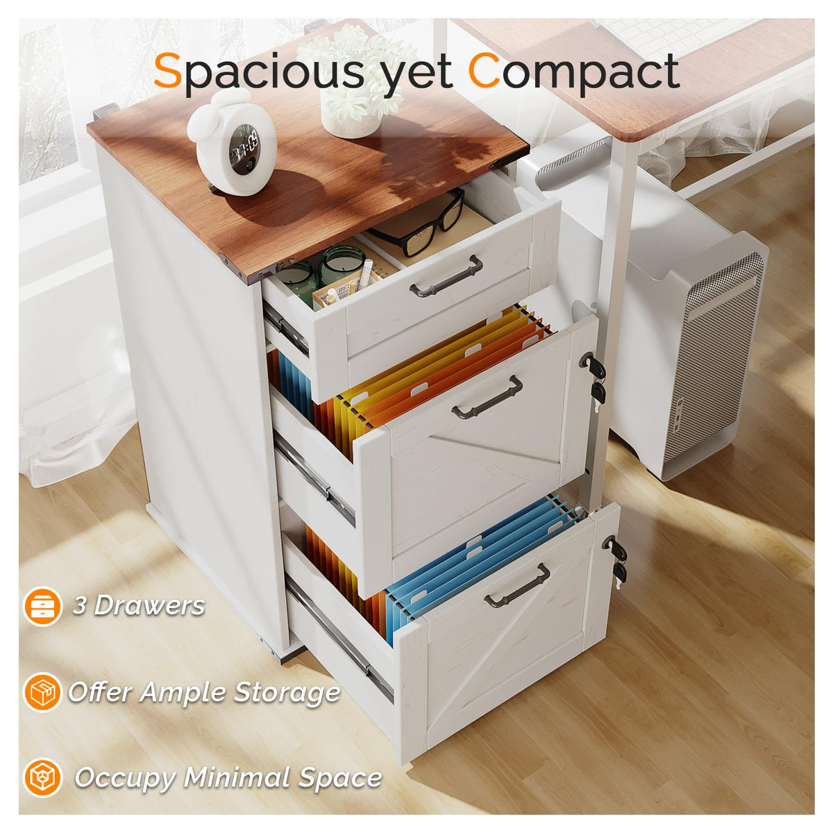 3 Drawer File Cabinet with Lock H379