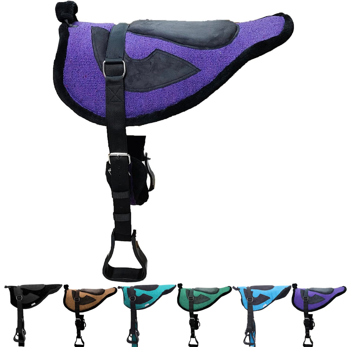 Suede Bareback Pad with Girth & Stirrups W218360