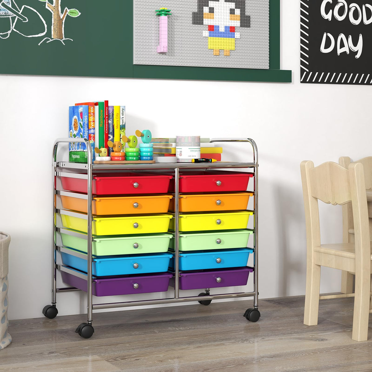 12 Drawer Rolling Storage Cart with Lockable Wheels J1172