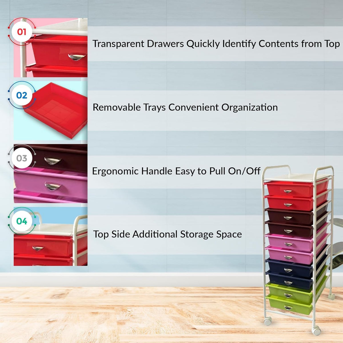10 Drawer Rolling Storage Organizer U218765