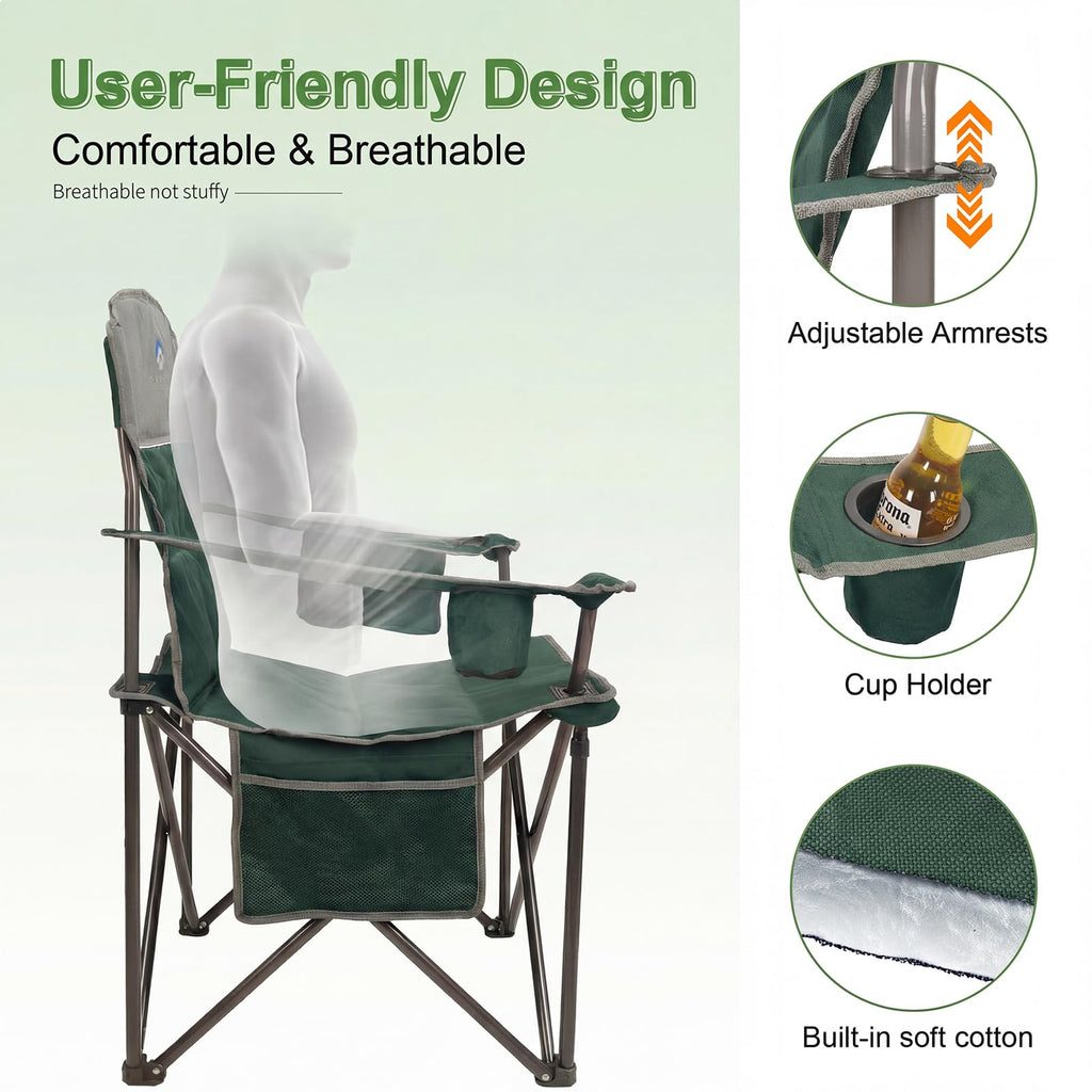 Oversized 2 Pack Heavy Duty Padded Camping Chair with Cooler Bag C225550