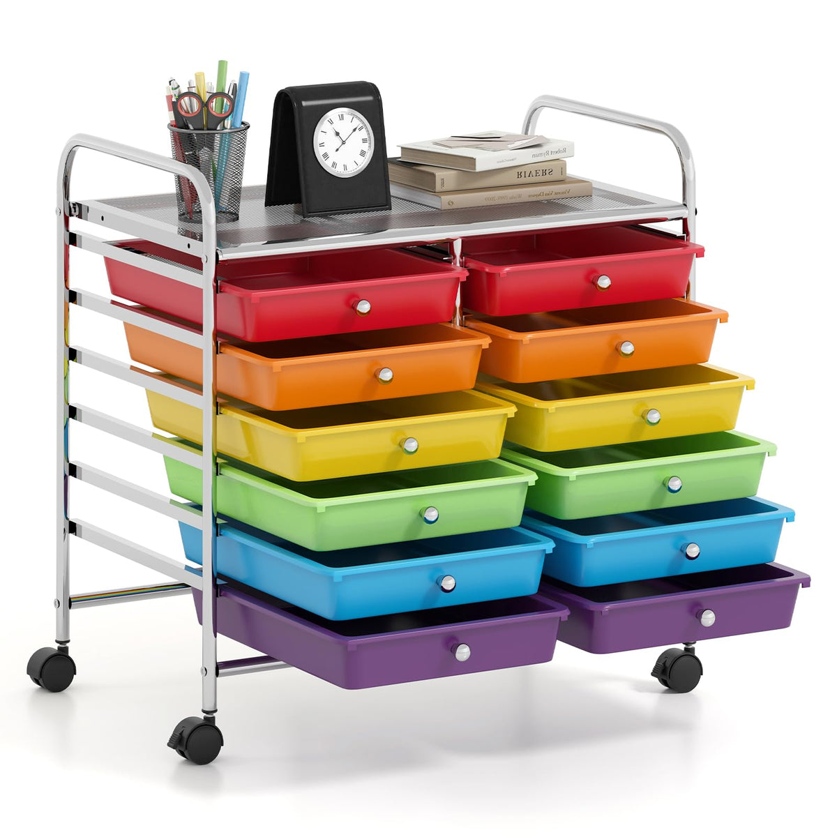 12 Drawer Rolling Storage Cart with Lockable Wheels J1172