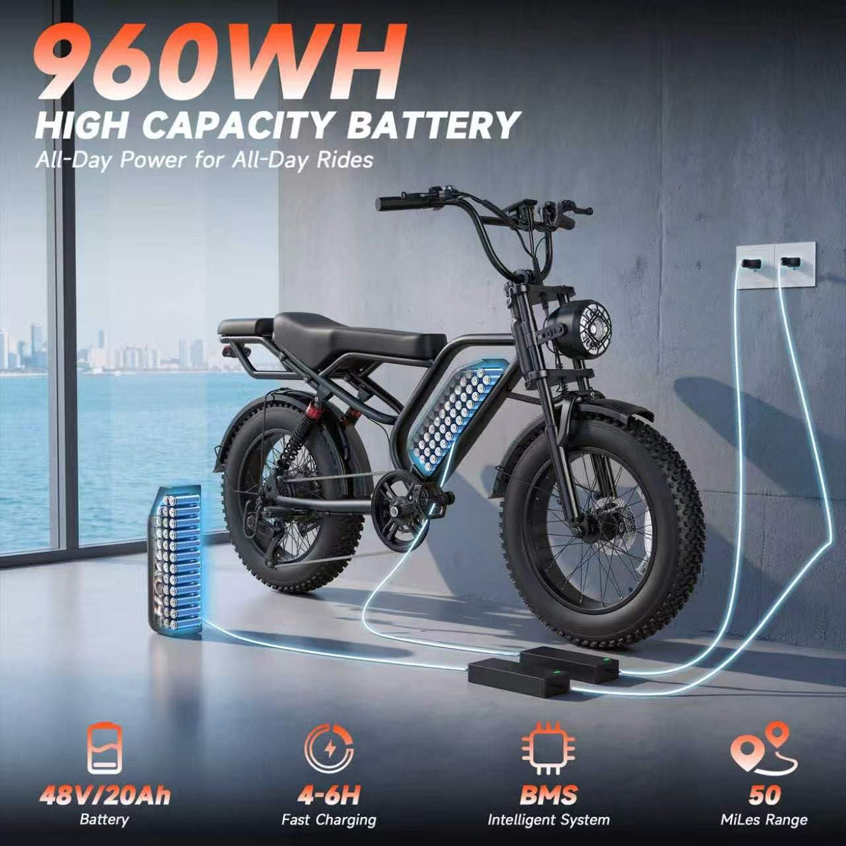 16/20" Fat Tire Electric Bike 1500W Peak Motor Removable Battery N2668
