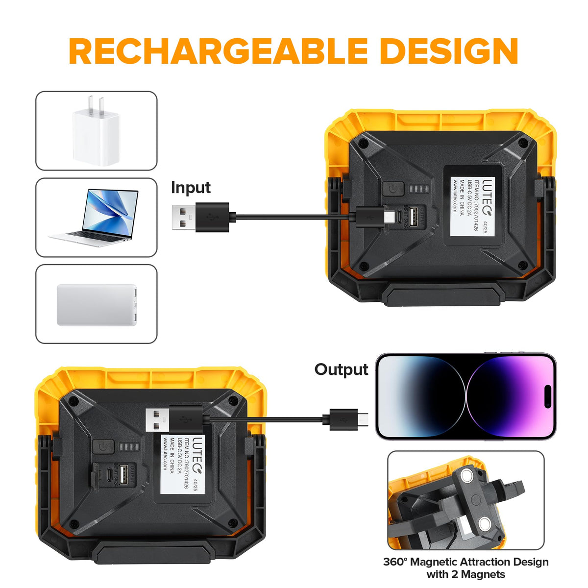 3500LM Rechargeable Magnetic LED Work Light with Stand G396276