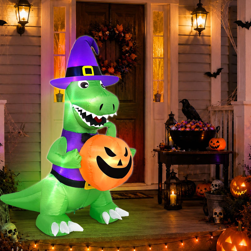 4 Ft Halloween Inflatables Witch Dinosaur P390