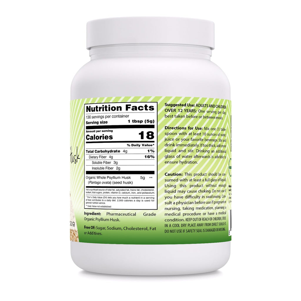 Organic Whole Psyllium Husk Powder 24 Oz S4418