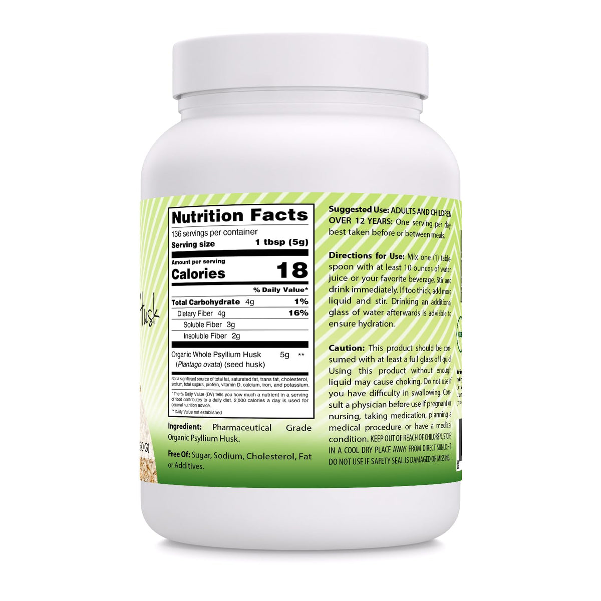 Organic Whole Psyllium Husk Powder 24 Oz S4418