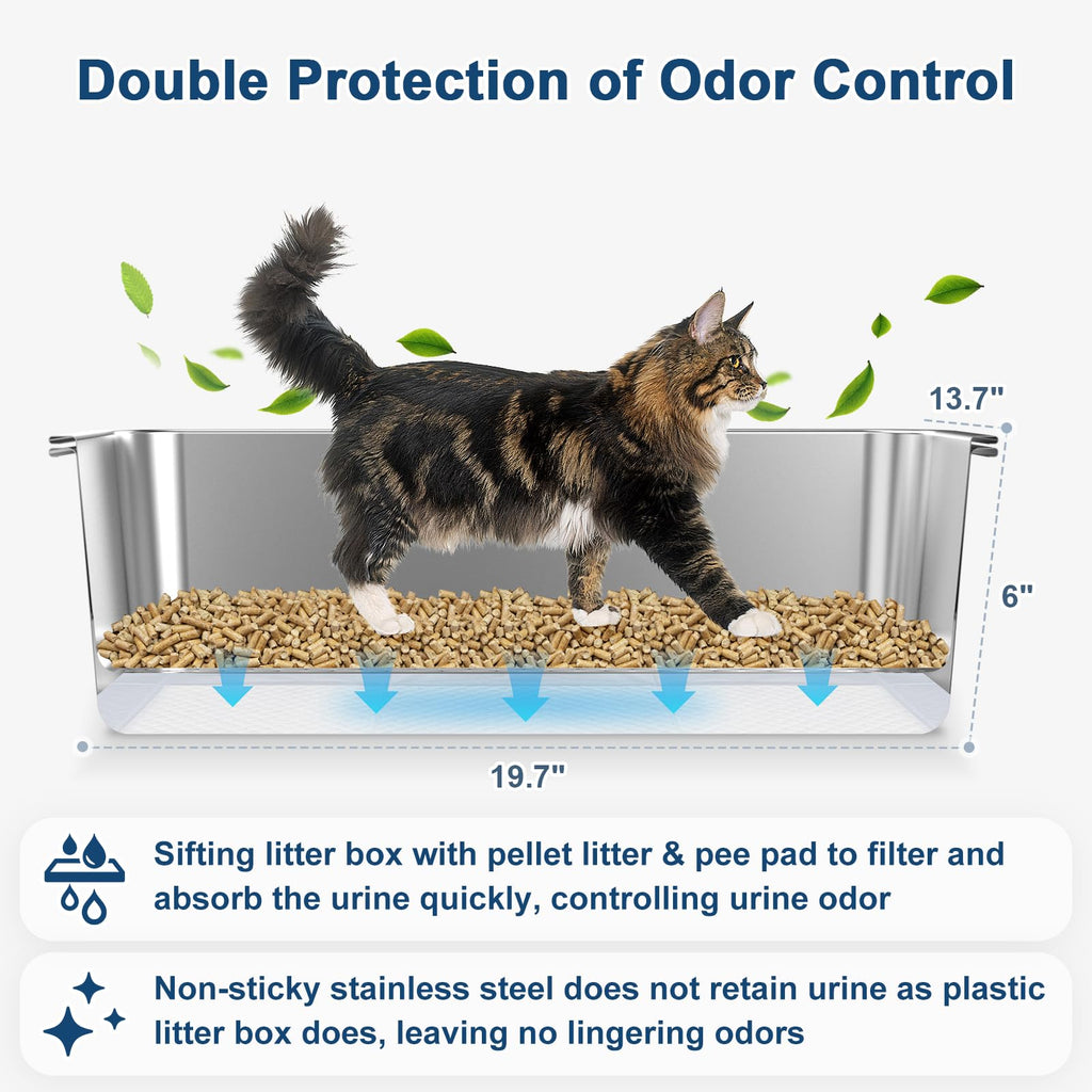 L Stainless Steel Sifting Litter Box J8631