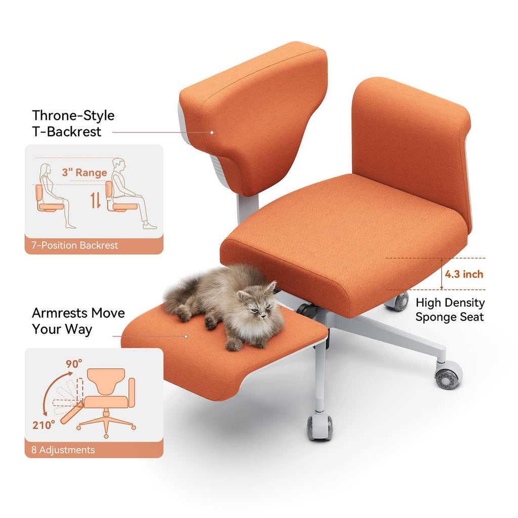 Orange Adjustable Ergonomic Office Chair with Desk Tray E925