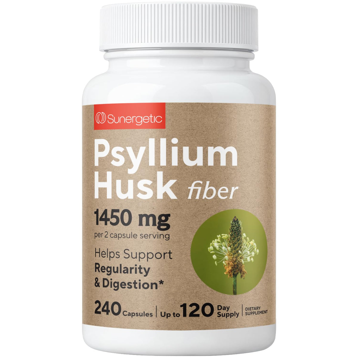 Psyllium Husk Fiber Supplement 1450mg 240 Capsules L93508
