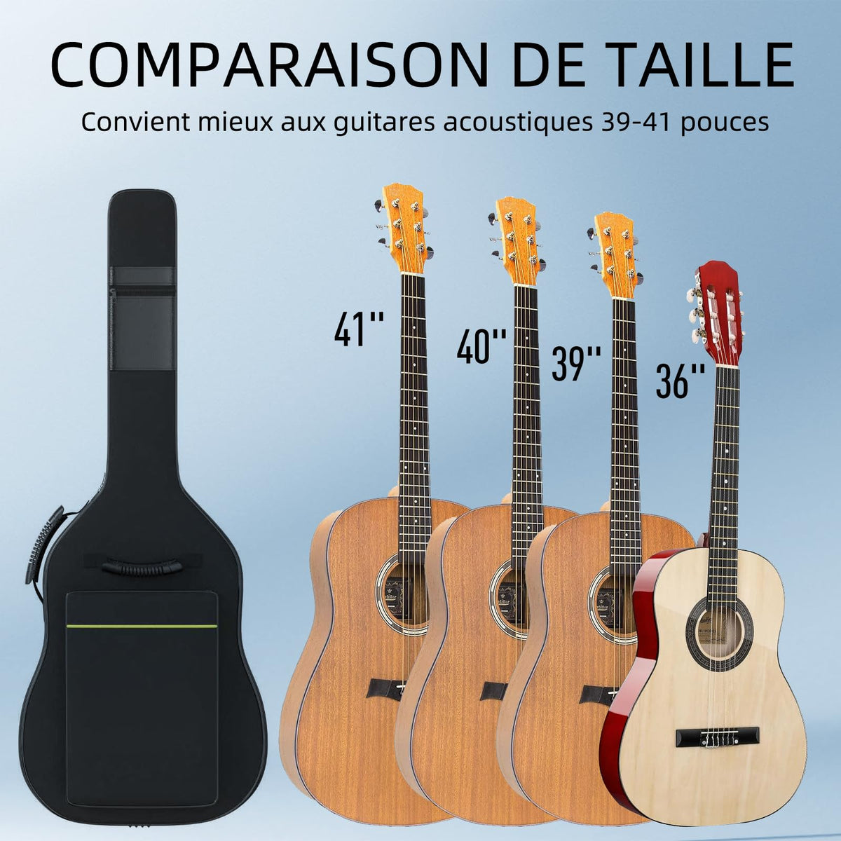 Black Acoustic Guitar Gig Bag with 0.35 Inch Foam Padding K809