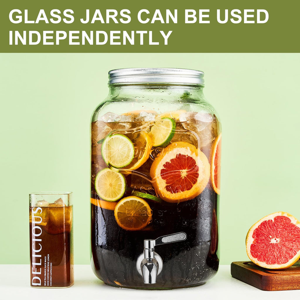 2 Gallon Glass Beverage Dispenser with Stand and Lid F553927