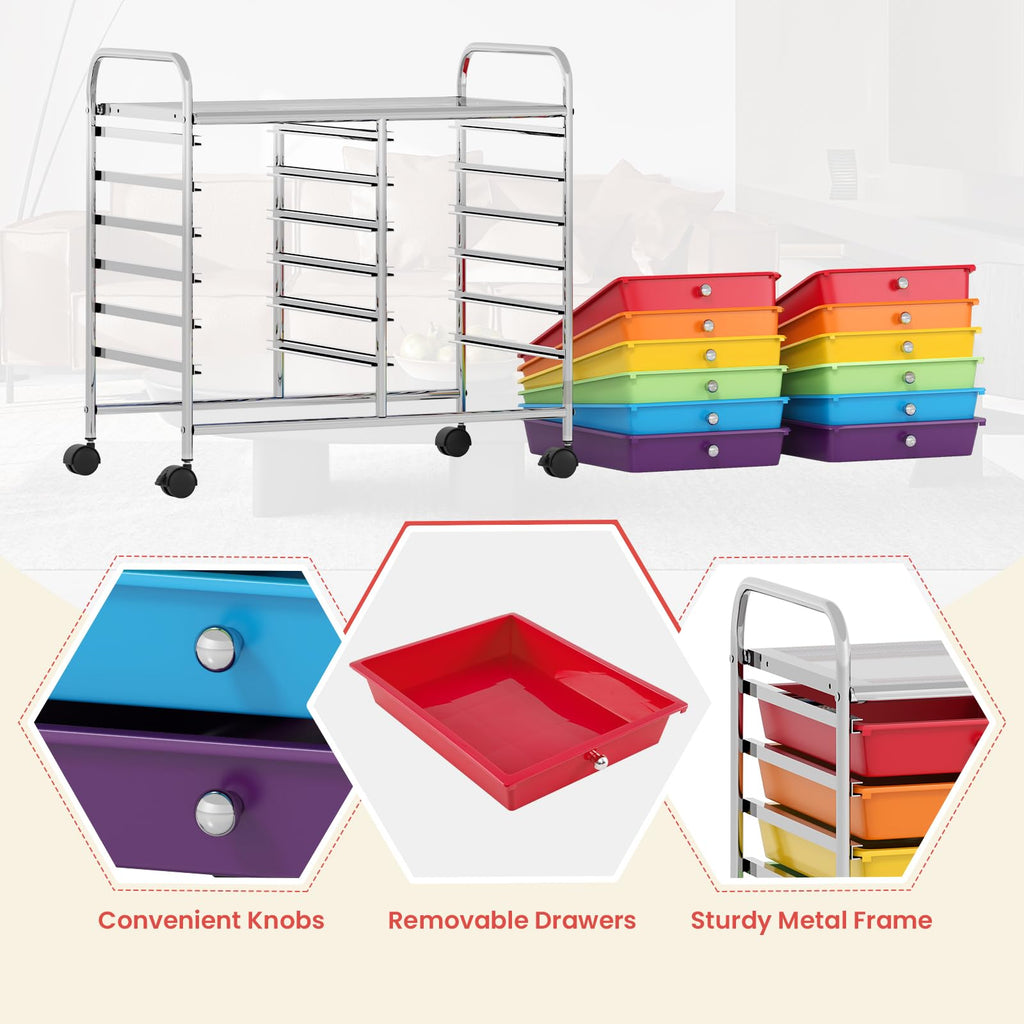 12 Drawer Rolling Storage Cart with Lockable Wheels J1172