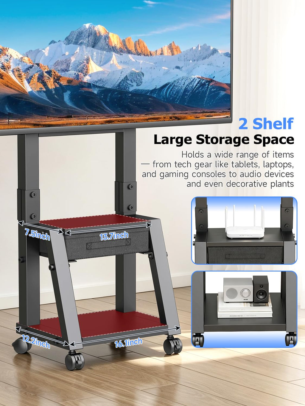 Mobile TV Cart with Storage Drawer for 32-75 inch TVs L803357