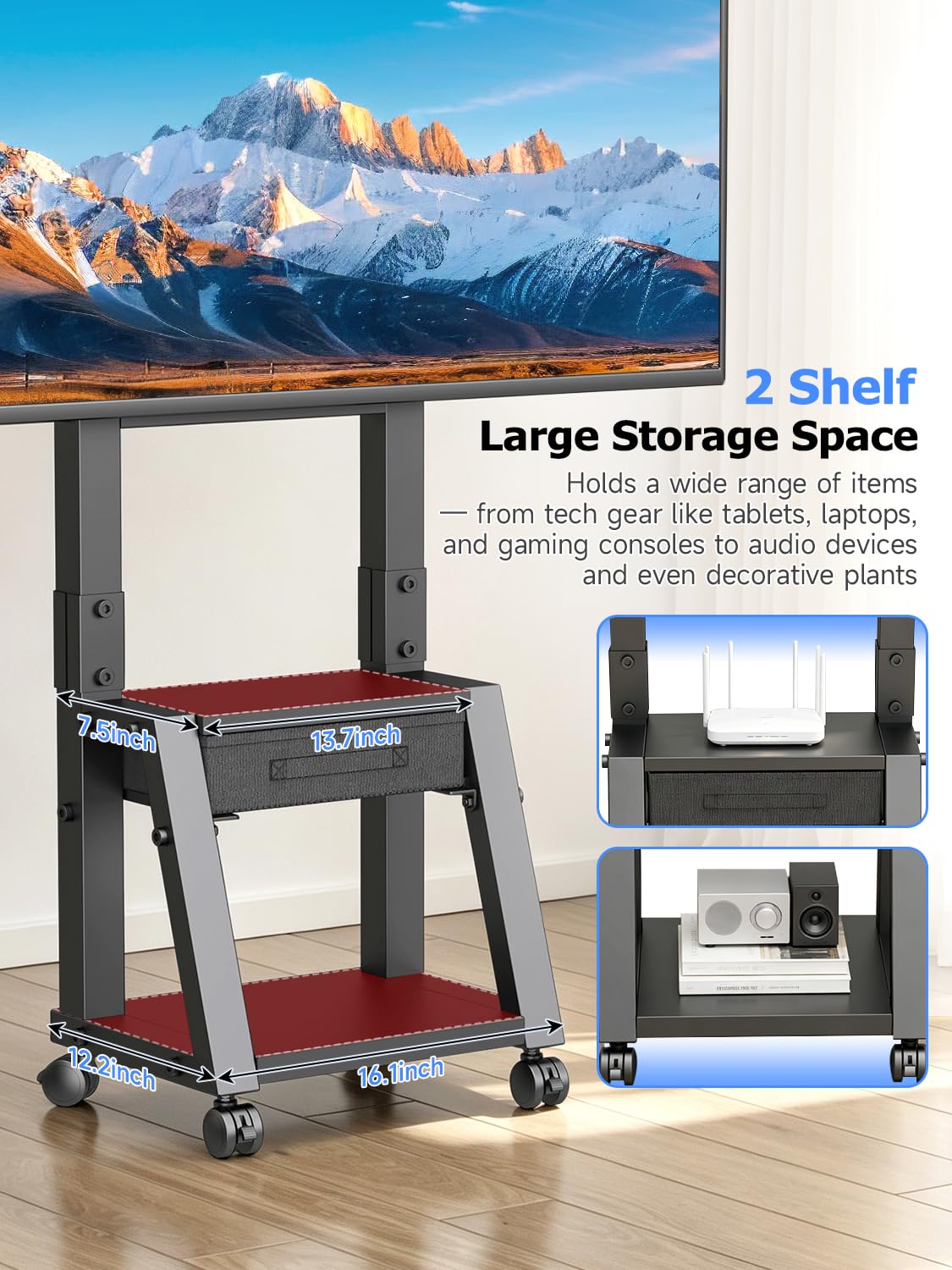 Mobile TV Cart with Storage Drawer for 32-75 inch TVs L803357