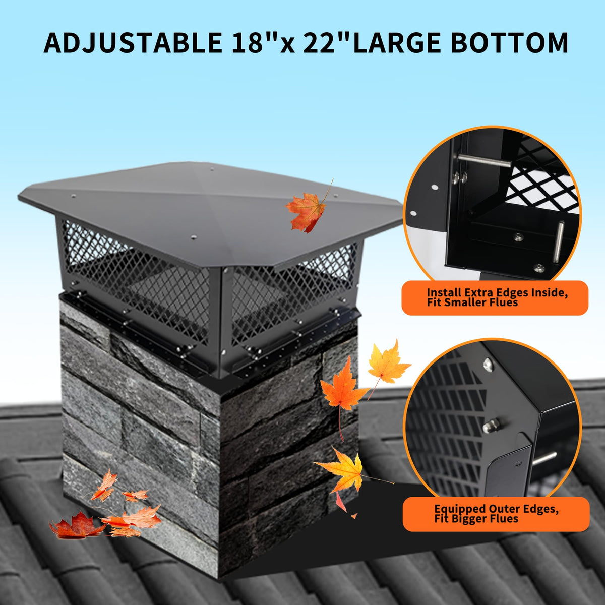 Black Galvanized Steel Chimney Cap J854926