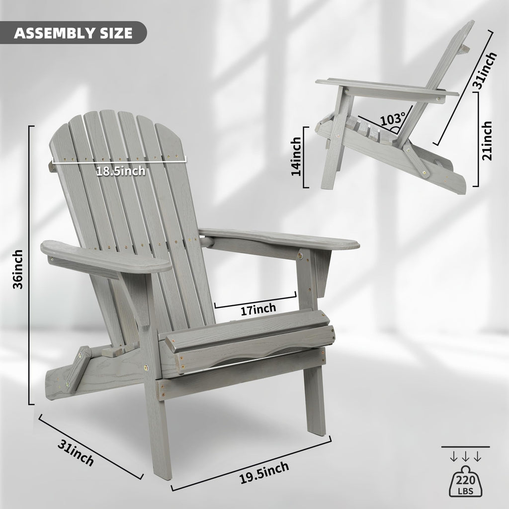 Wood Folding Adirondack Chair Set of 2 Solid Cedar A67462