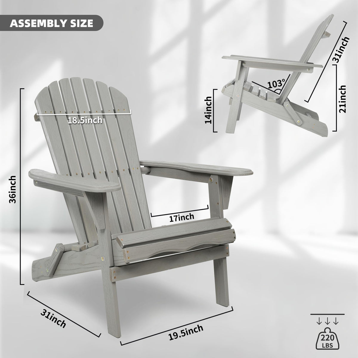 Wood Folding Adirondack Chair Set of 2 Solid Cedar A67462