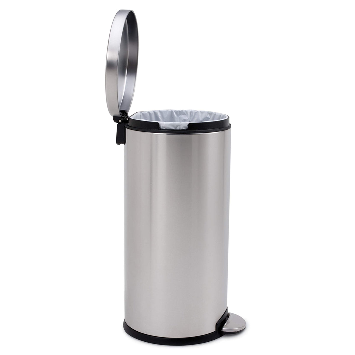 30L Brushed Stainless Steel Round Step Trash Can L966136