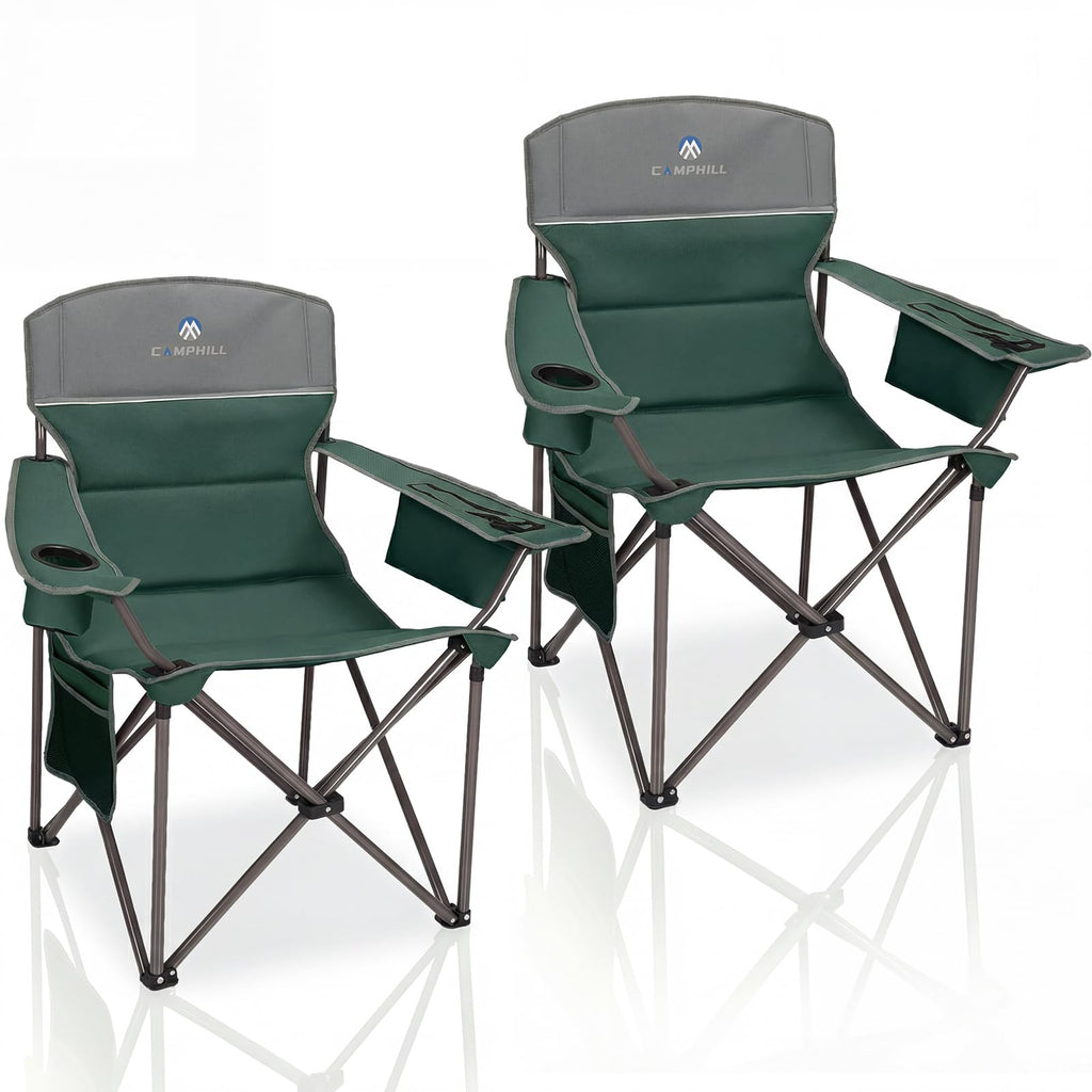 Oversized 2 Pack Heavy Duty Padded Camping Chair with Cooler Bag C225550