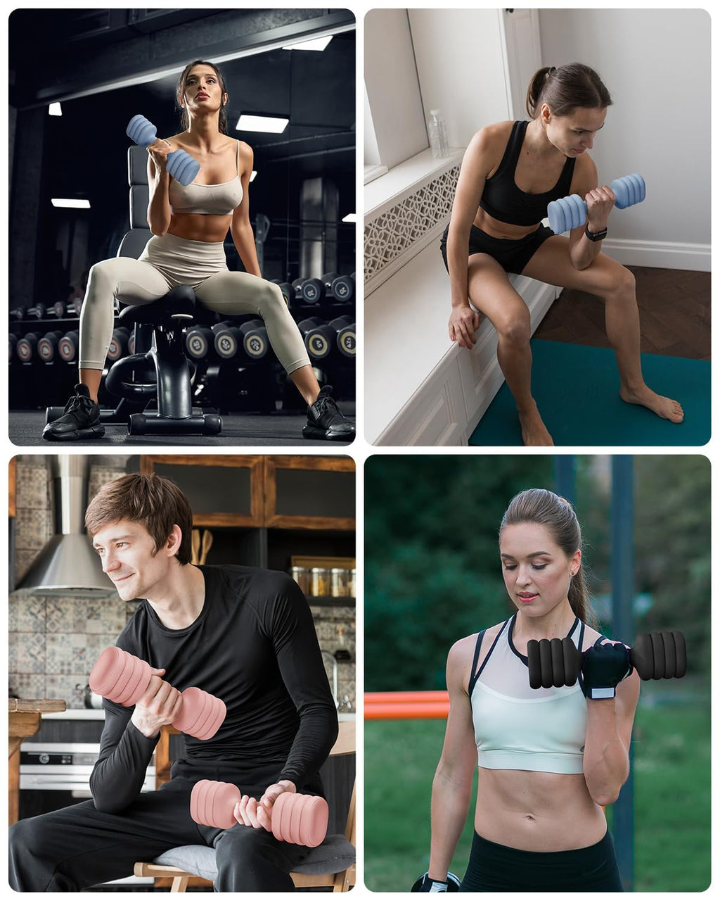 Adjustable Dumbbell Set of 2, 4-in-1 Free Weights with Soft Grip and Base E61672