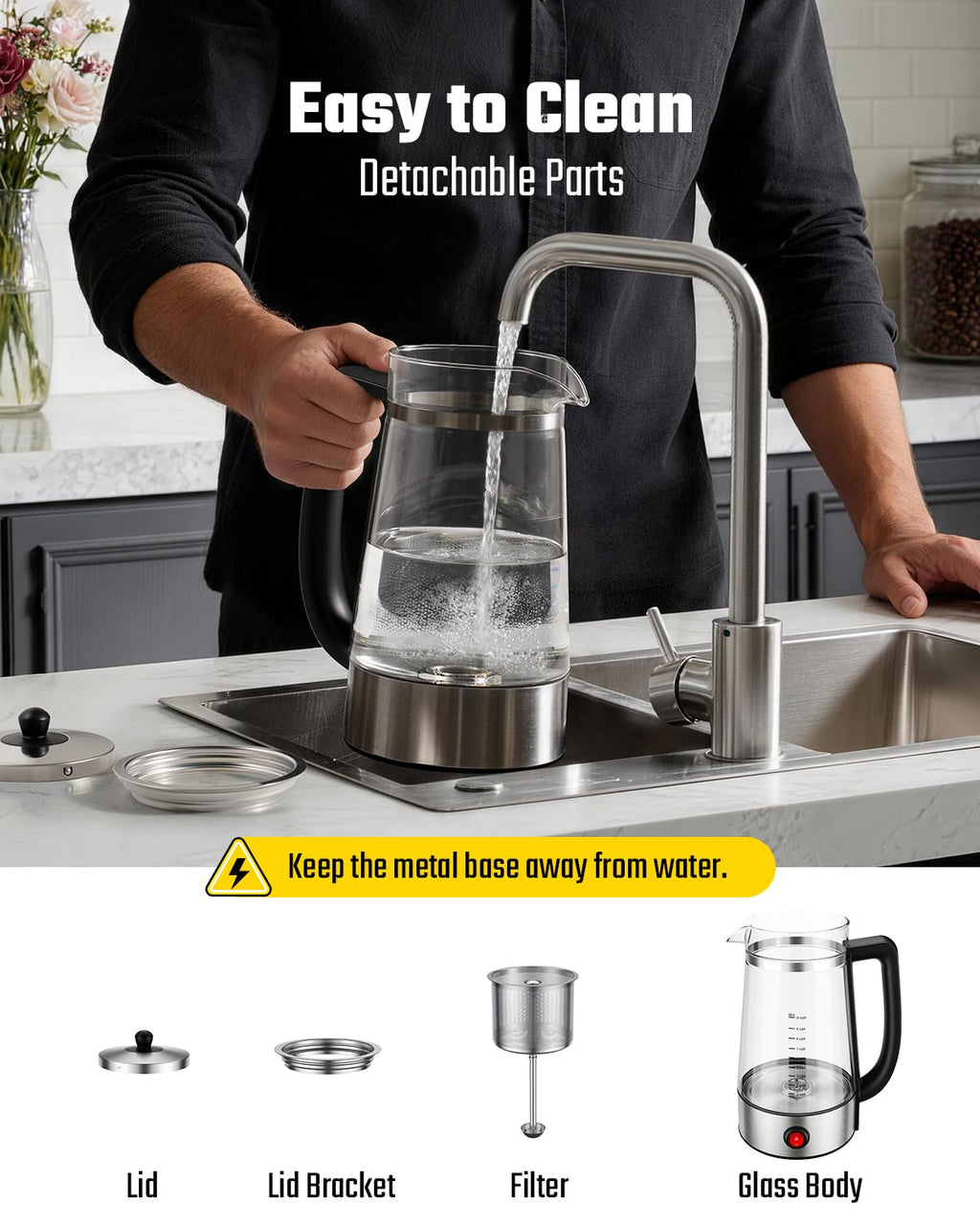 10-Cup Electric Percolator Coffee Pot with Borosilicate Carafe V4441