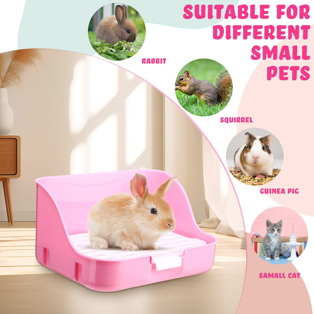 15 Pcs Rabbit Starter Kit Litter Box Grooming Kit Toys Bowl Blankets Cleaning Set Pink U508