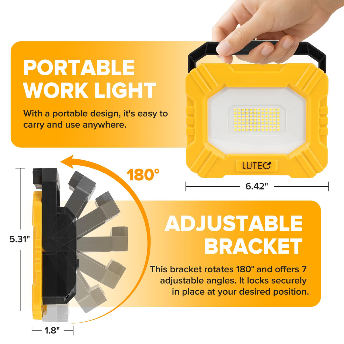 3500LM Rechargeable Magnetic LED Work Light with Stand G396276