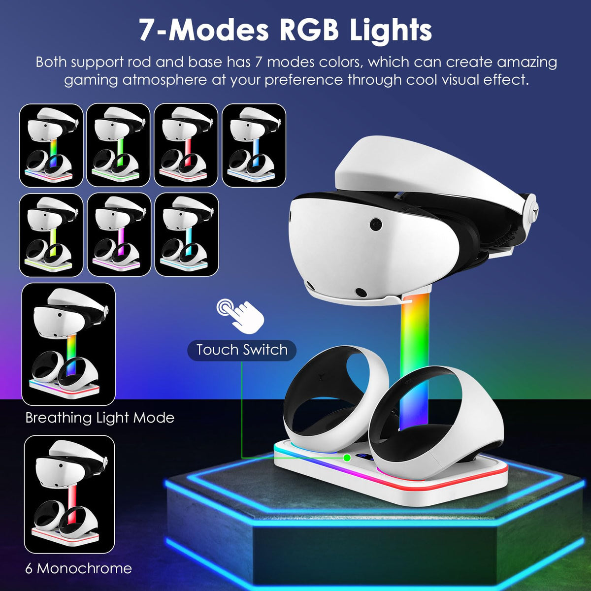 Charging Stand for PlayStation VR2 with Controller Charging Dock and Type-C Cable J4878